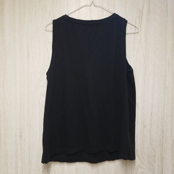 Talbots Black Floral Embroidered Tank Top Cotton Size MP - Picture 2 of 4